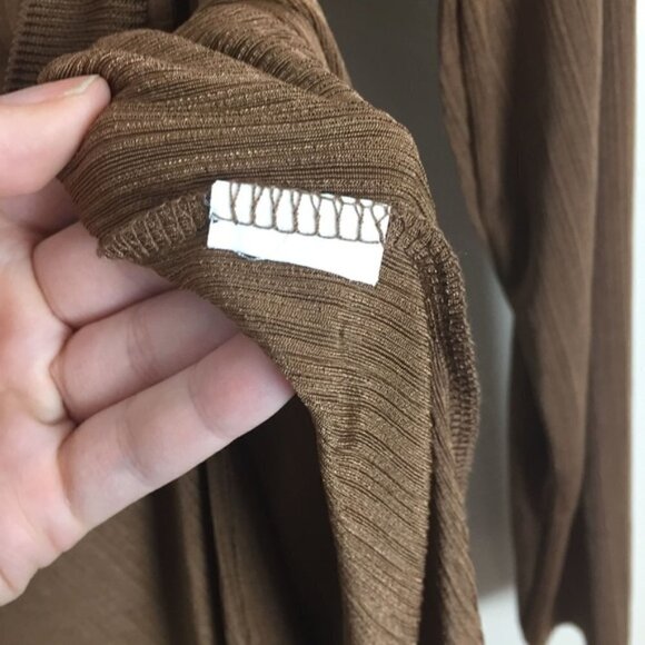 [Zara] Brown Asymmetrical Crossover Slit Top - Picture 6 of 8